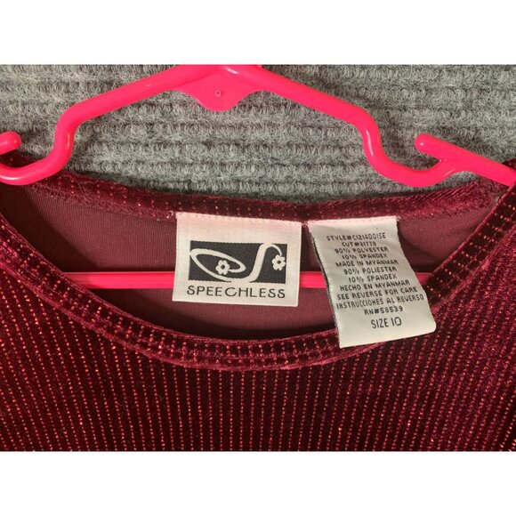 Speechless Girls Size 10 Long Sleeve Velour Sparkle Stripe Bell Sleeve Belted - Picture 5 of 6